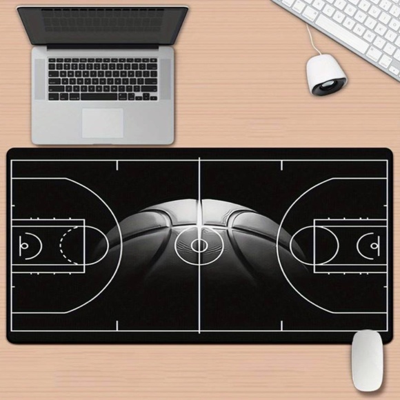 NEW 🏀 Basketball Court Mousepad – Large Black & White Gaming Desk Mat - Picture 2 of 3